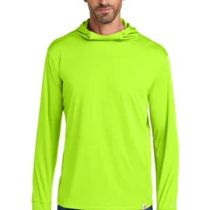 imgi_25_1200W-56677-BriteLime-0-CT106923BriteLimeModelFront Carhartt Force® Sun Defender™ Long Sleeve Hooded T-Shirt