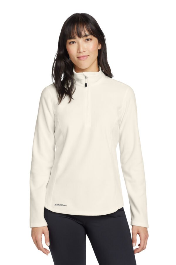 1200W-10479-Ivory-0-EB227IvoryModelFront1 Eddie Bauer® Women's 1/2-Zip Microfleece Jacket