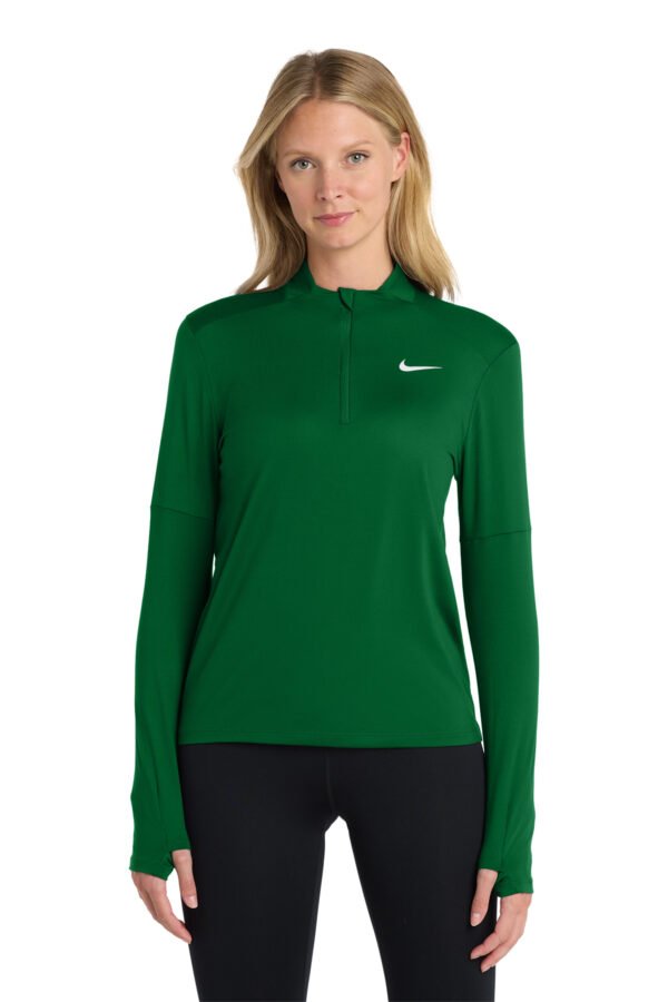 1200W-18681-DarkGreen-0-NKDH4951DarkGreenModelFront2 Nike Women's Dri-FIT Element 1/2-Zip Top