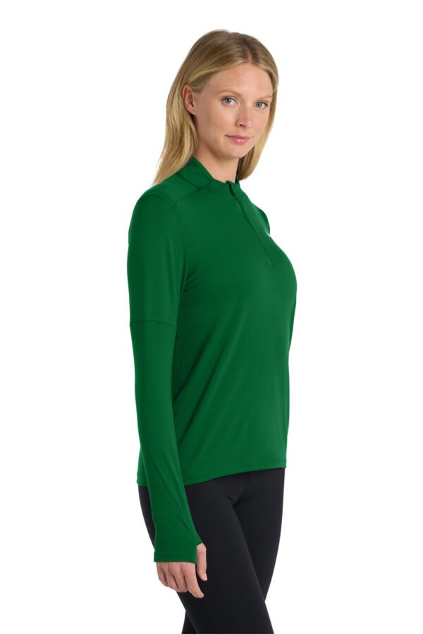 1200W-18681-DarkGreen-4-NKDH4951DarkGreenModelSide2 Nike Women's Dri-FIT Element 1/2-Zip Top