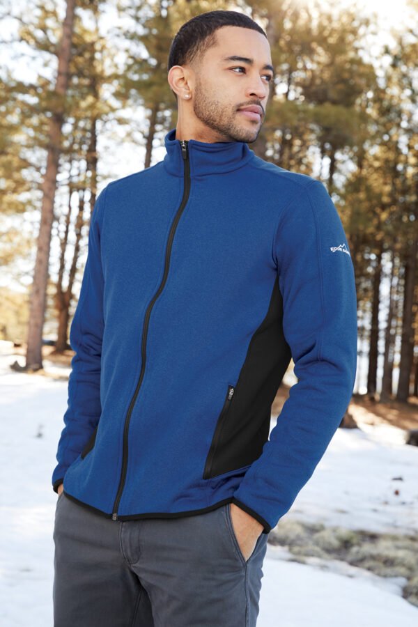 7621-BlueHthr-7-EB238BlueHthrModelLifestyleGA22-1200W Eddie Bauer® Full-Zip Heather Stretch Fleece Jacket