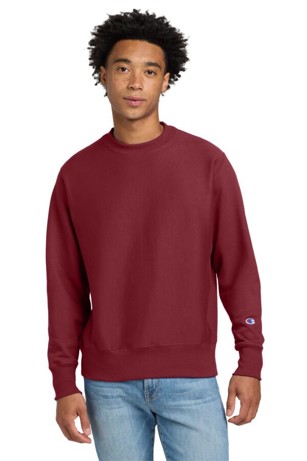 1200W-10321-Cardinal-0-S149CardinalModelFront2 Champion ® Reverse Weave ® Crewneck Sweatshirt