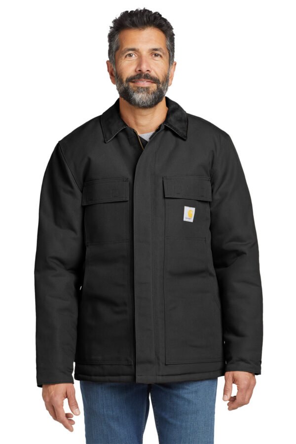 1200W-47879-Black-0-CTT106674BlackModelFront3 Carhartt® Tall Duck Traditional Coat