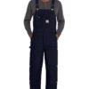 1200W-47887-DarkNavy-0-CT106672DarkNavyModelFront3 Carhartt® Firm Duck Insulated Bib Overalls