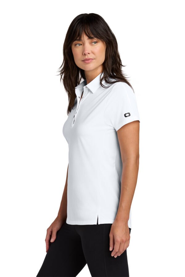 1200W-54475-White-4-LOG154WhiteModelSide OGIO® Women’s Envision Polo
