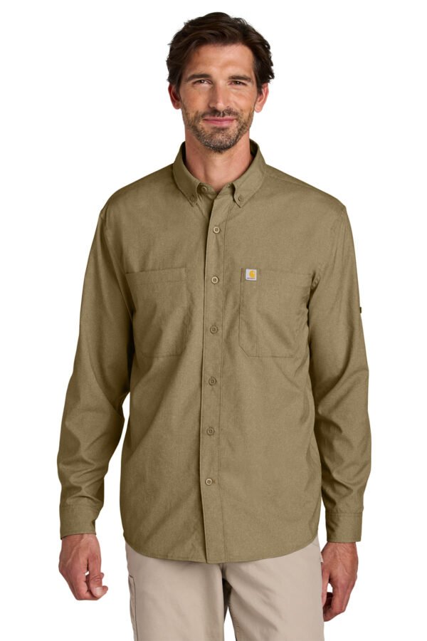 1200W-56682-DarkKhaki-0-CT107106DarkKhakiModelFront Carhartt Force® Sun Defender™ Long Sleeve Shirt
