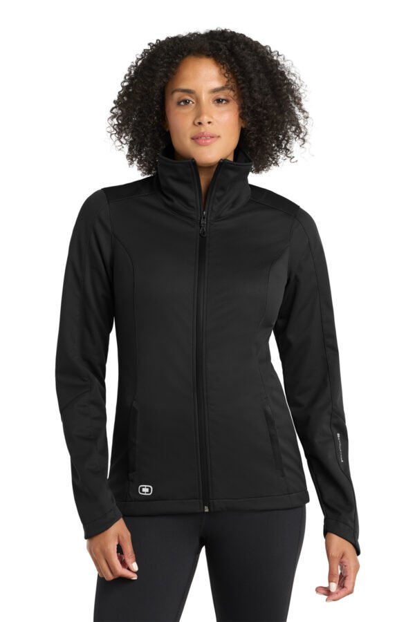 1200W-6578-Blacktop-0-LOE720BlacktopModelFront3 OGIO® Women's Crux Soft Shell