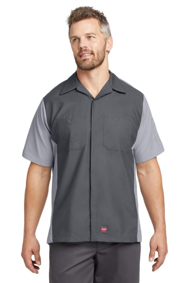 1200W-6849-CharLtGry-0-SY20CharLtGryModelFront1 Red Kap® Short Sleeve Ripstop Crew Shirt