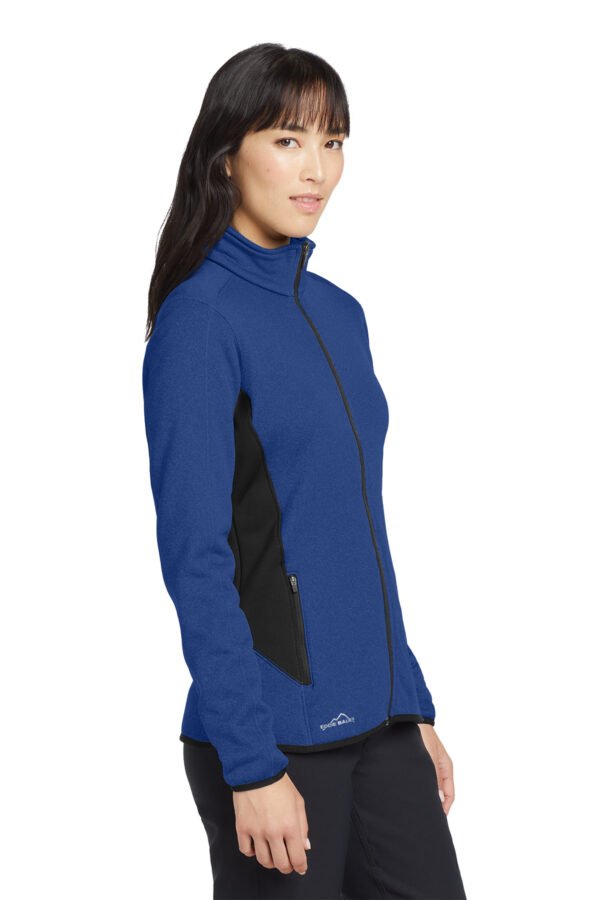 1200W-7620-BlueHthr-4-EB239BlueHthrModelSide2 Eddie Bauer® Women's Full-Zip Heather Stretch Fleece Jacket