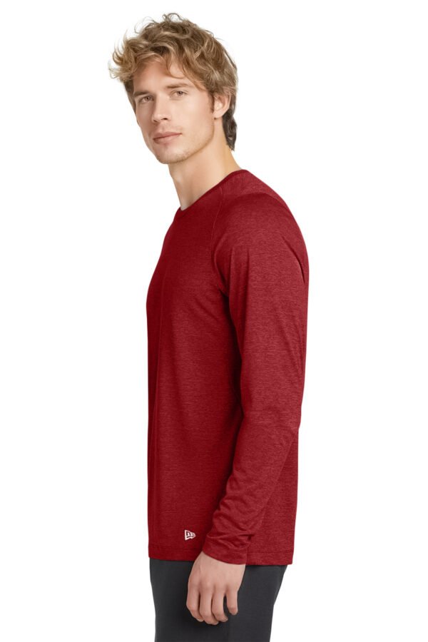 1200W-8581-Scarlet-3-NEA201ScarletModelSide3 New Era® Series Performance Long Sleeve Crew Tee