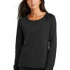 23075-Blacktop-0-LOG150BlacktopModelFront-1200W OGIO® Women's Command Long Sleeve Scoop Neck