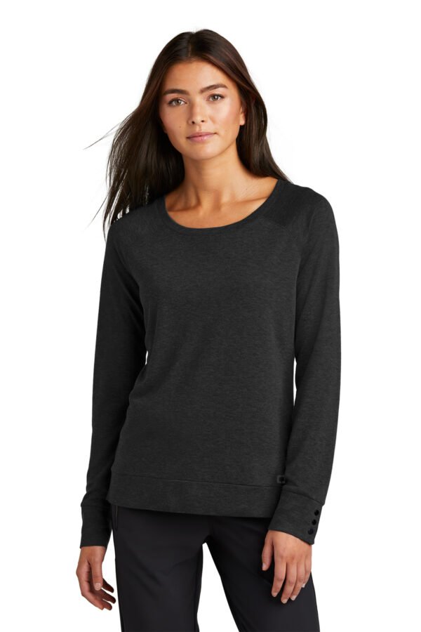 23075-Blacktop-0-LOG150BlacktopModelFront-1200W OGIO® Women's Command Long Sleeve Scoop Neck