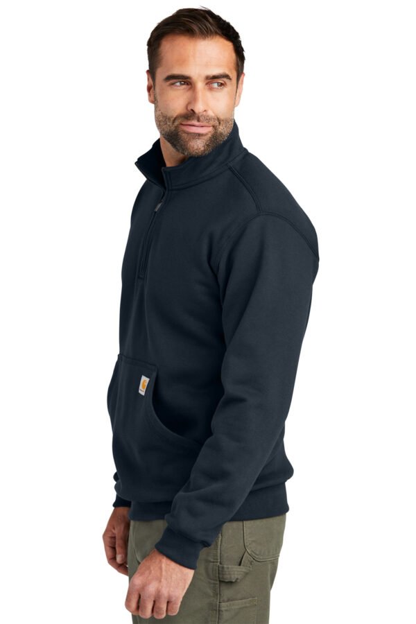23373-NewNavy-3-CT105294NewNavyModelSide-1200W Carhartt® Midweight 1/4-Zip Mock Neck Sweatshirt
