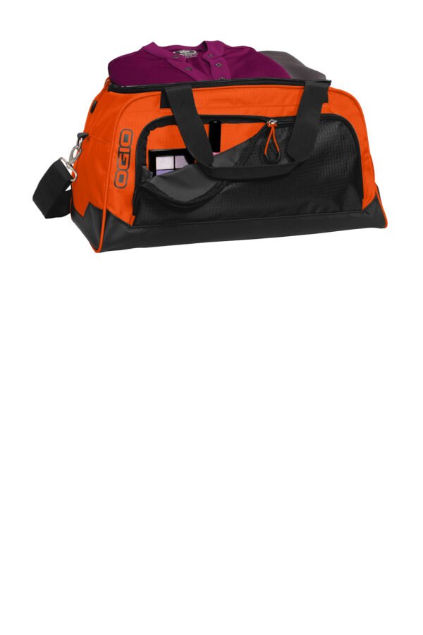 8413-HotOrangeBlk-6-411095HotOrangeBlkRightPropped-1200W OGIO® Breakaway Duffel