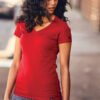 8534-Scarlet-7-LNEA101ScarletModelLifestyleGA22-1200W New Era® Women's Heritage Blend V-Neck Tee