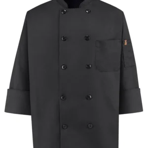 Ten Pearl Button Black Chef Coat - 0425
