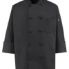 Black Knot Button Chef Coat - 0427