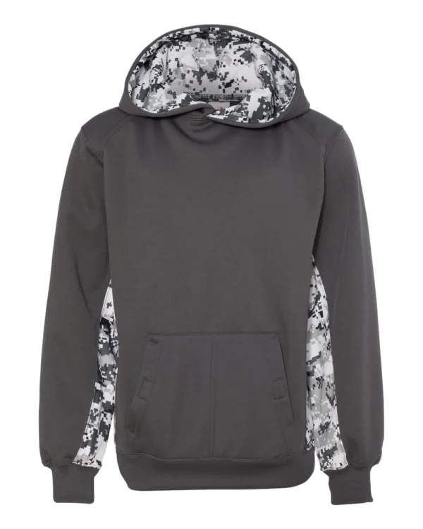 Youth Digital Camo Colorblock Performance Fleece Hooded Sweatshirt - 2464