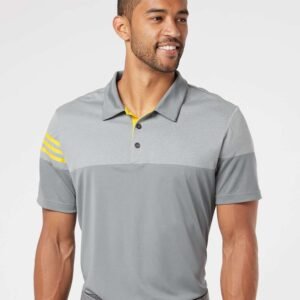 Heathered 3-Stripes Colorblocked Polo - A213