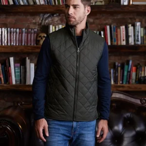 8569_fl Vintage Diamond Quilted Vest - 207359