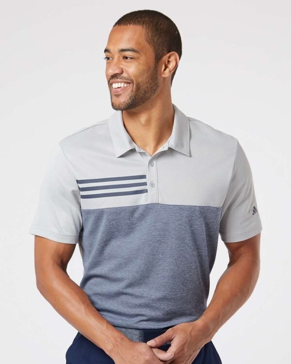 Heathered Colorblocked 3-Stripes Polo - A508
