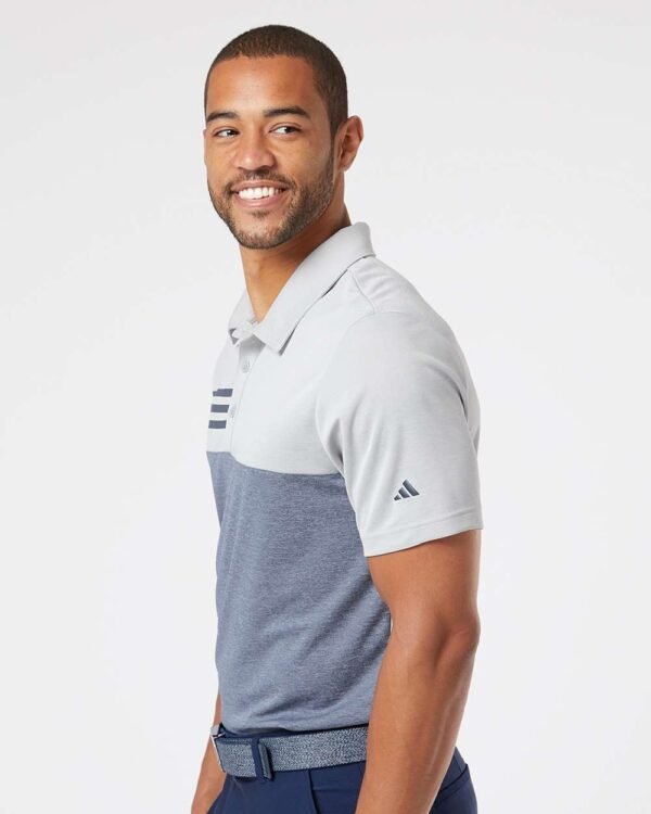 Heathered Colorblocked 3-Stripes Polo - A508