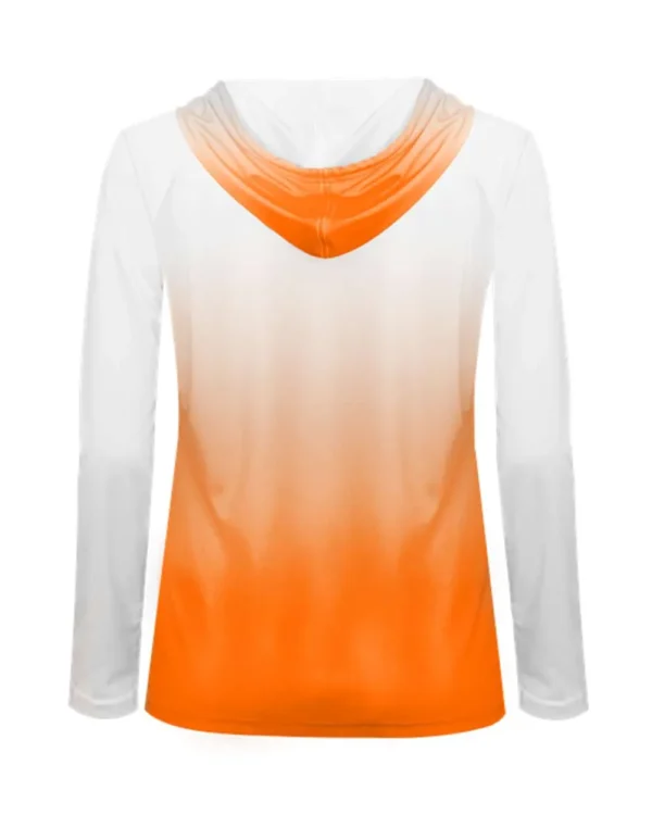 Women's Ombre Long Sleeve Hooded T-Shirt - 4208