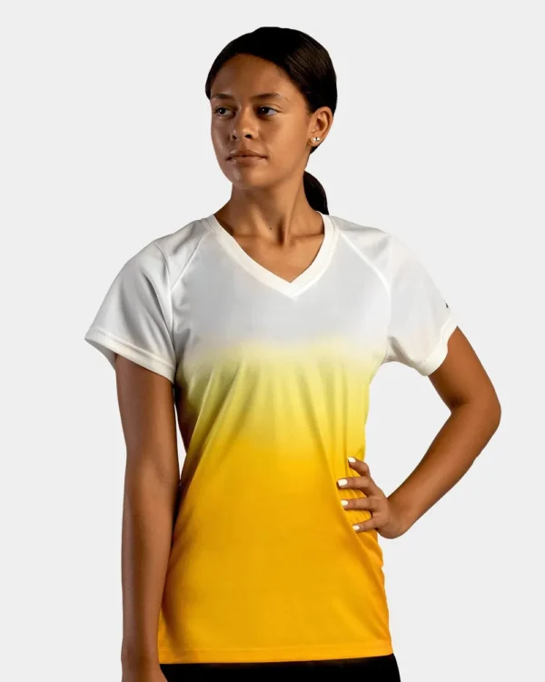 Women's V-Neck Ombre T-Shirt - 4207