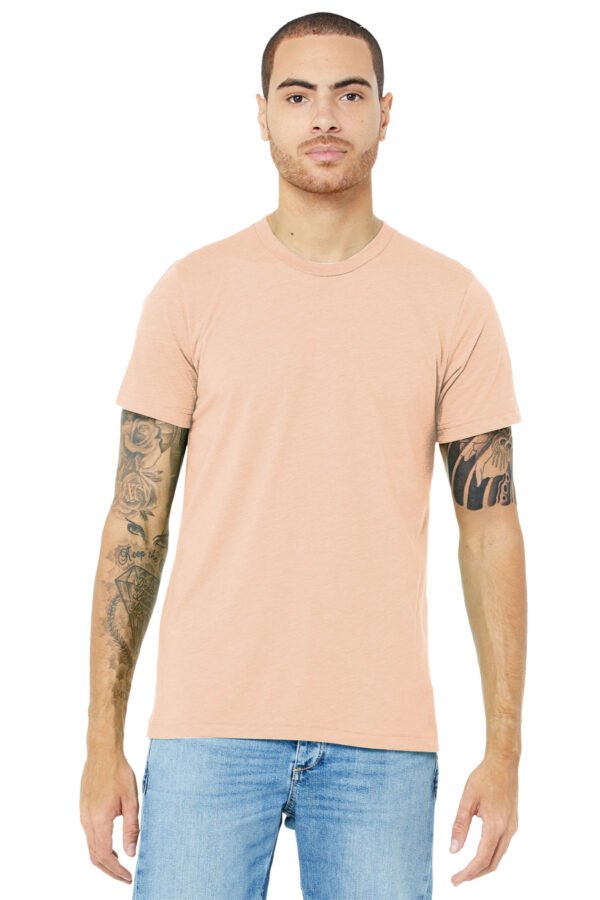 9267-PeachTB-1-BC3413PeachTBModelFront4-1200W BELLA+CANVAS® Unisex Triblend Short Sleeve Tee (A)