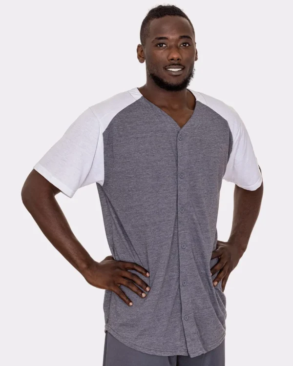 Men's Triblend Full Button T-Shirt - 4950