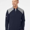 Textured Mixed Media Quarter-Zip Pullover - A532