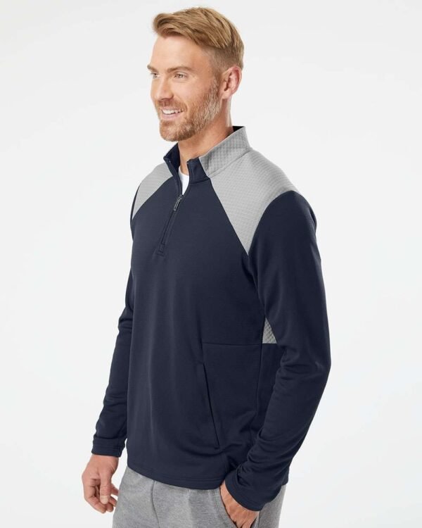 Textured Mixed Media Quarter-Zip Pullover - A532