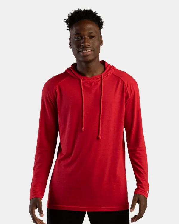 9696_fl Tri-Blend Surplice Hooded Long Sleeve T-Shirt - 4905