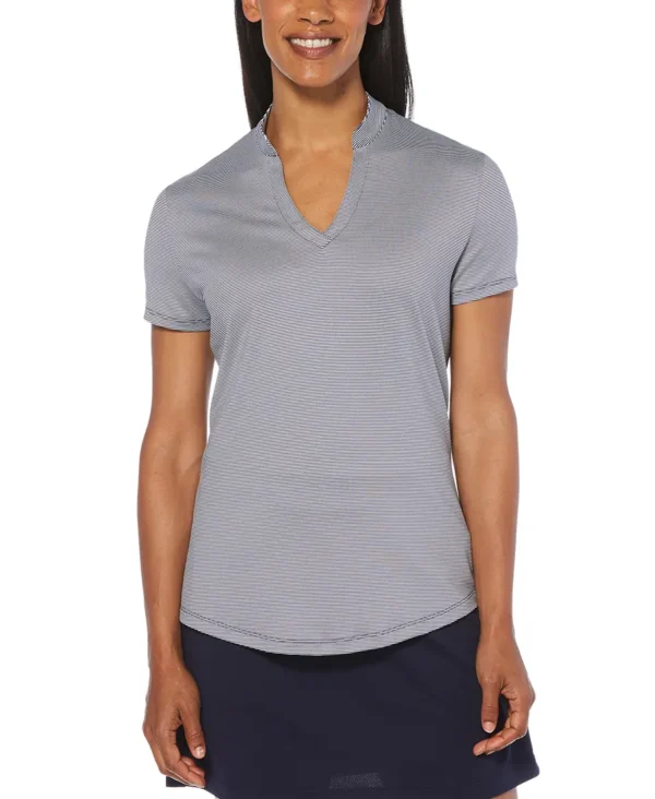 LADIES FINE LINE STRIPE POLO