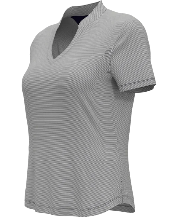 LADIES FINE LINE STRIPE POLO