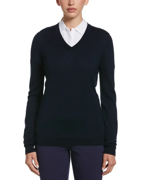 LADIES V-NECK MERINO SWEATER