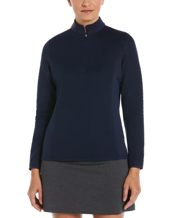 LADIES DIAMOND QUILTED FLEECE 1/4-ZIP