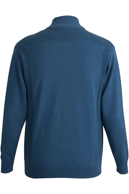 RIB COLLAR BUTTON-FRONT CARDIGAN WITH POCKETS